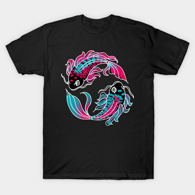 Pink and Teal Koi Fish T-Shirt by Hip Scarves and Bangles